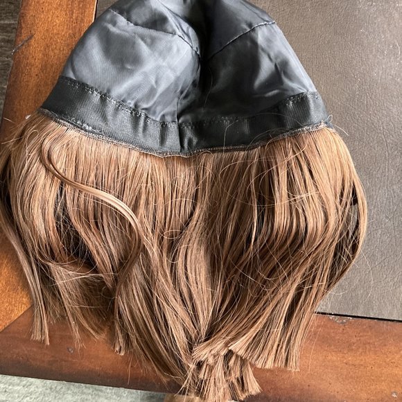 Fisherman Wig Hat, Hair Attached  ,  Winter Hat , OS, Black - Picture 7 of 7